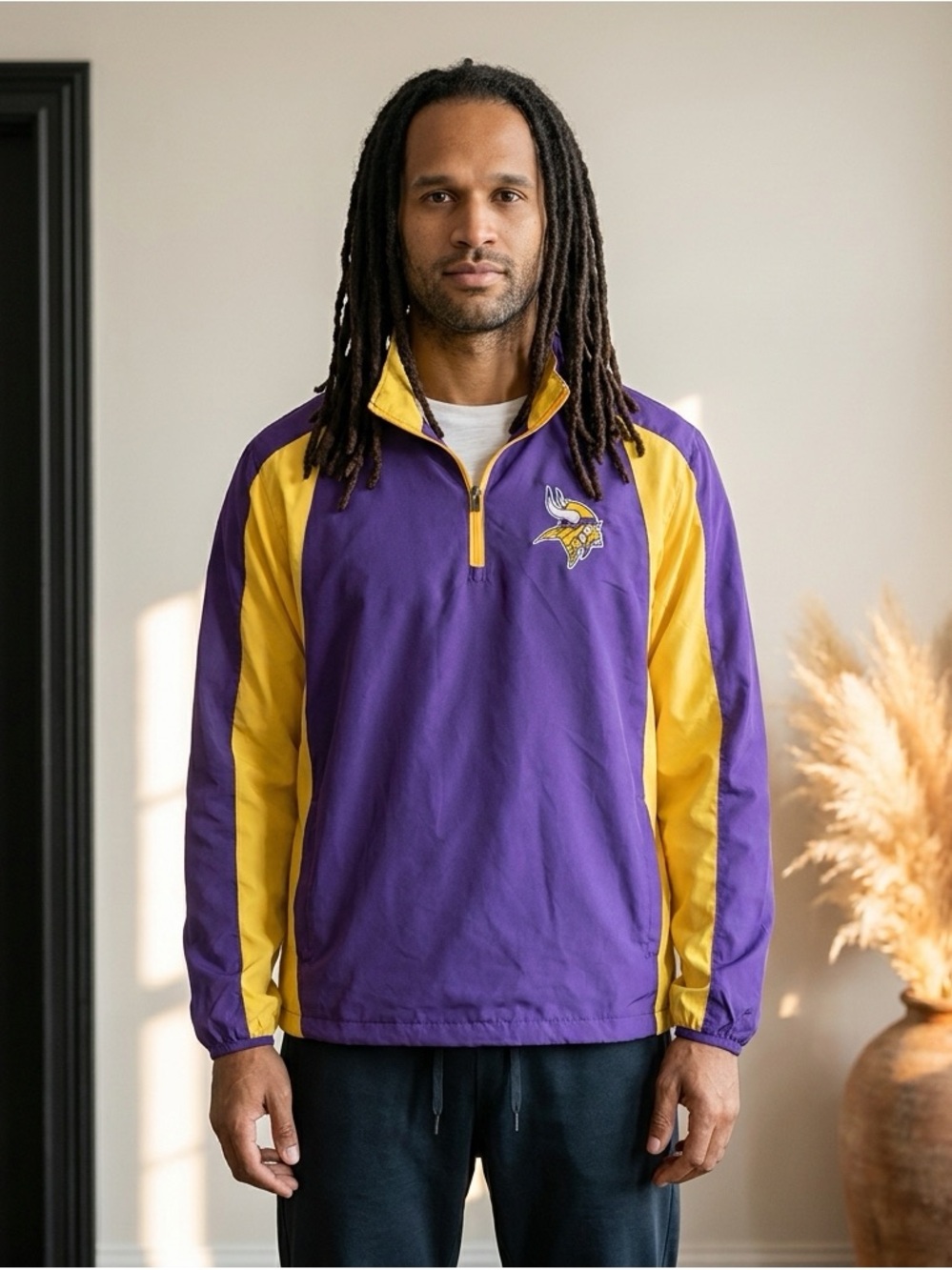 Minnesota Vikings NFL Windbreaker Purple Jacket Quarter Zip XXL